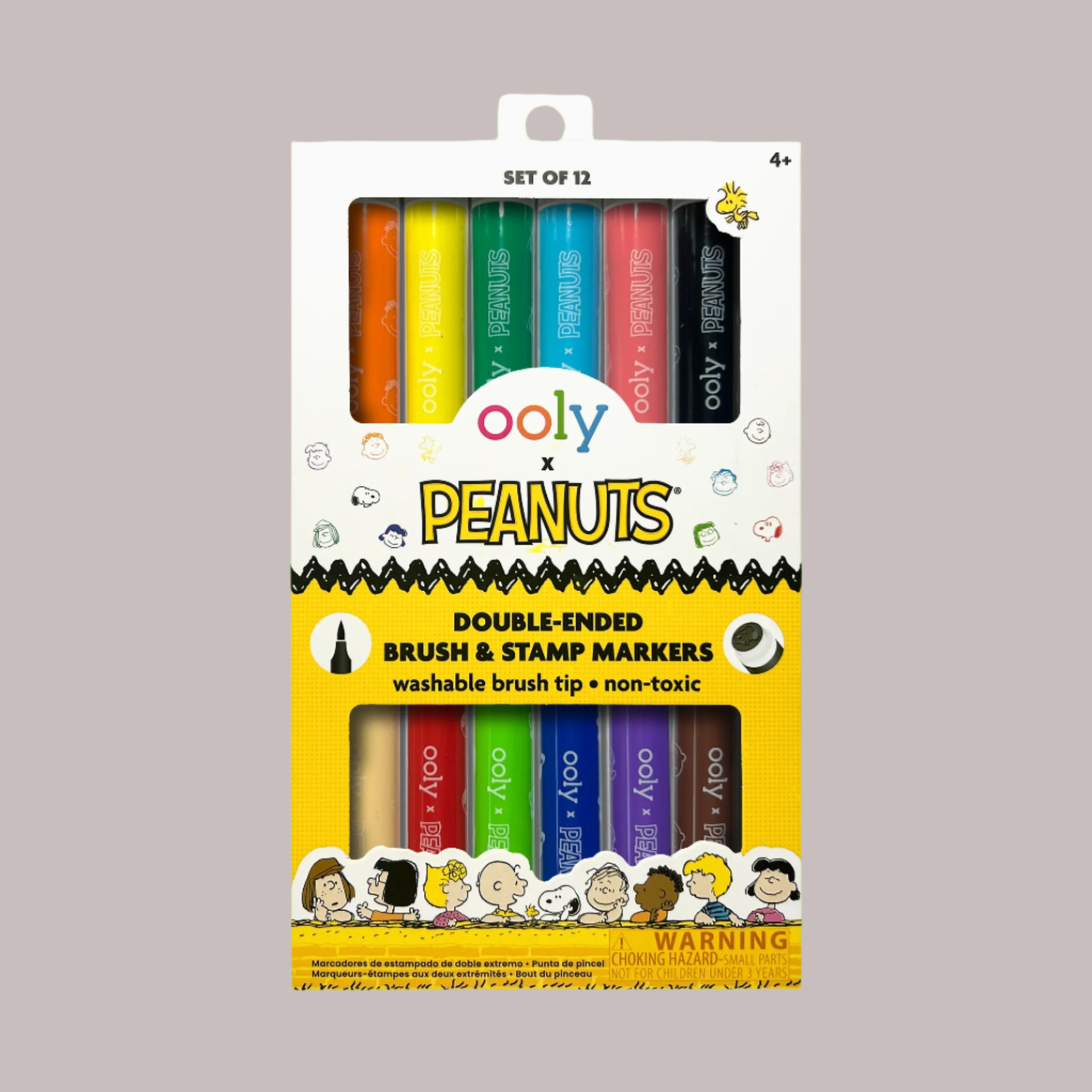 Pack of ooly Peanuts double-ended brush & stamp markers on a white background